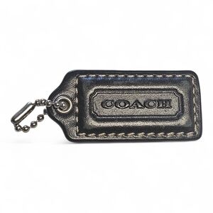 Coach Black and Silver Leather Bag Charm